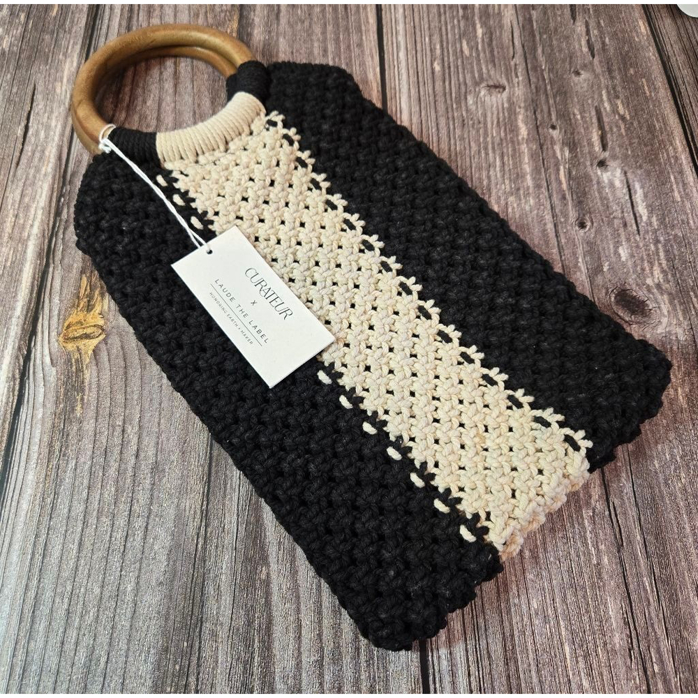 Curateur X Laude the Label, Black and Off Whit Natural Handbag New With Tags (2)